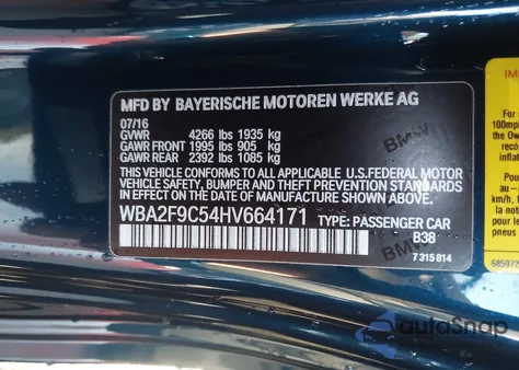 2017 BMW 230I z USA, uszkodzony, nr VIN WBA2F9C54HV664171